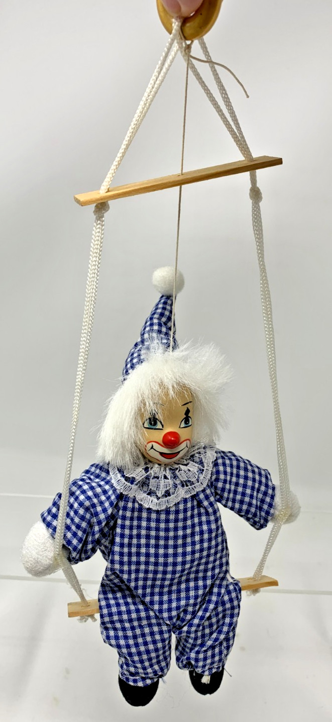 Marionette Clown String Puppet Doll Clown On Swing