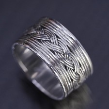 size 5.5, VTG Mexico sterling silver 925 handmade wide woven braided band ring