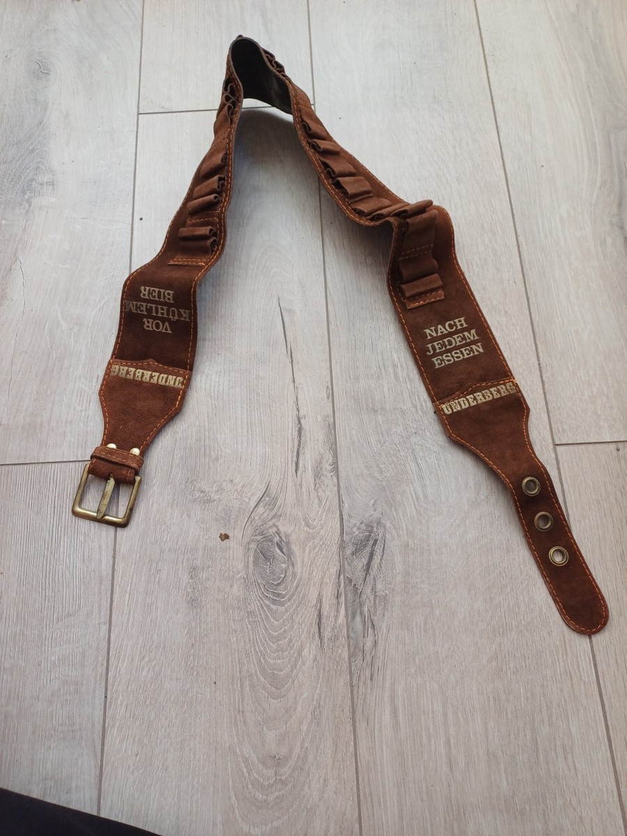 VTG RARE UNDERBERG LEATHER SUEDE GUN BELT BUCKLE BEER BITTER