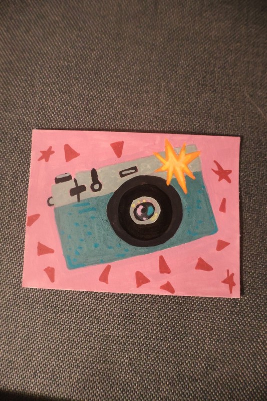 Original ACEO Camera Painting  2.5 x 3.5 Obscure.Artist Art Acrylic Miniature