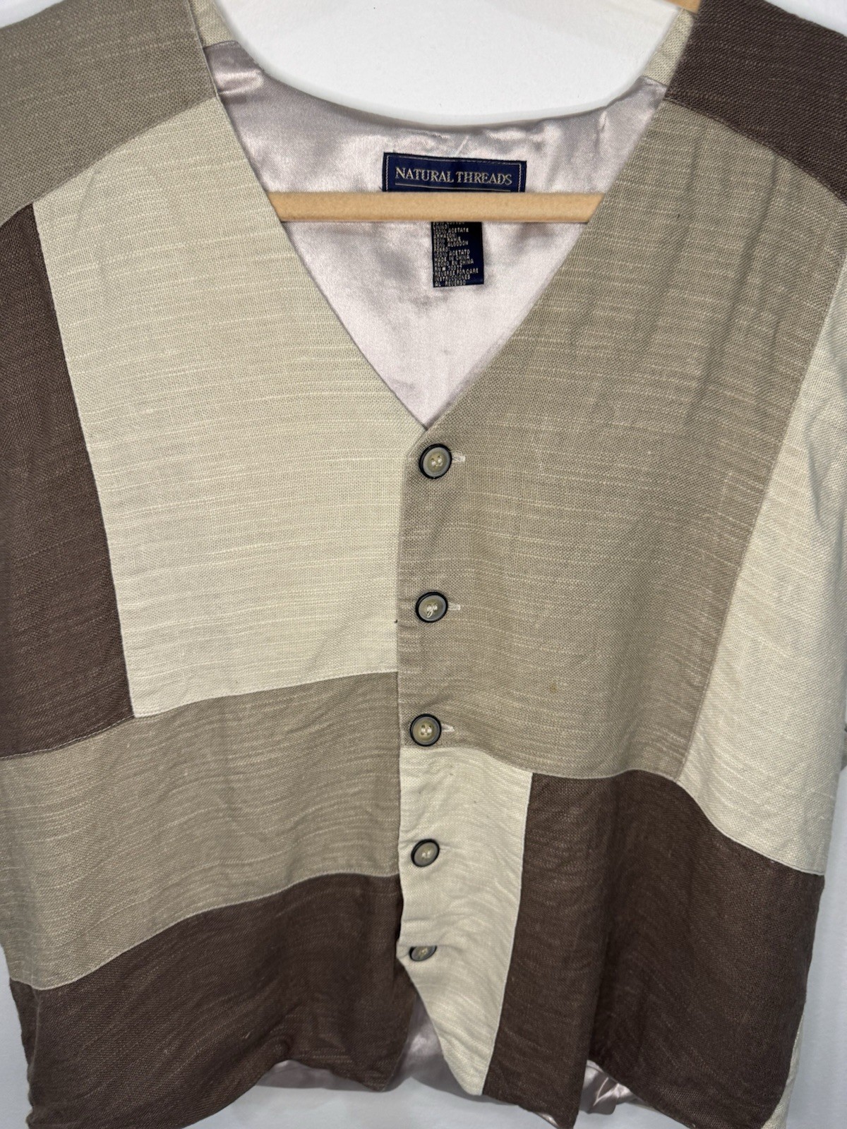 Custom Natural Treads patchwork button vest Music… - image 2