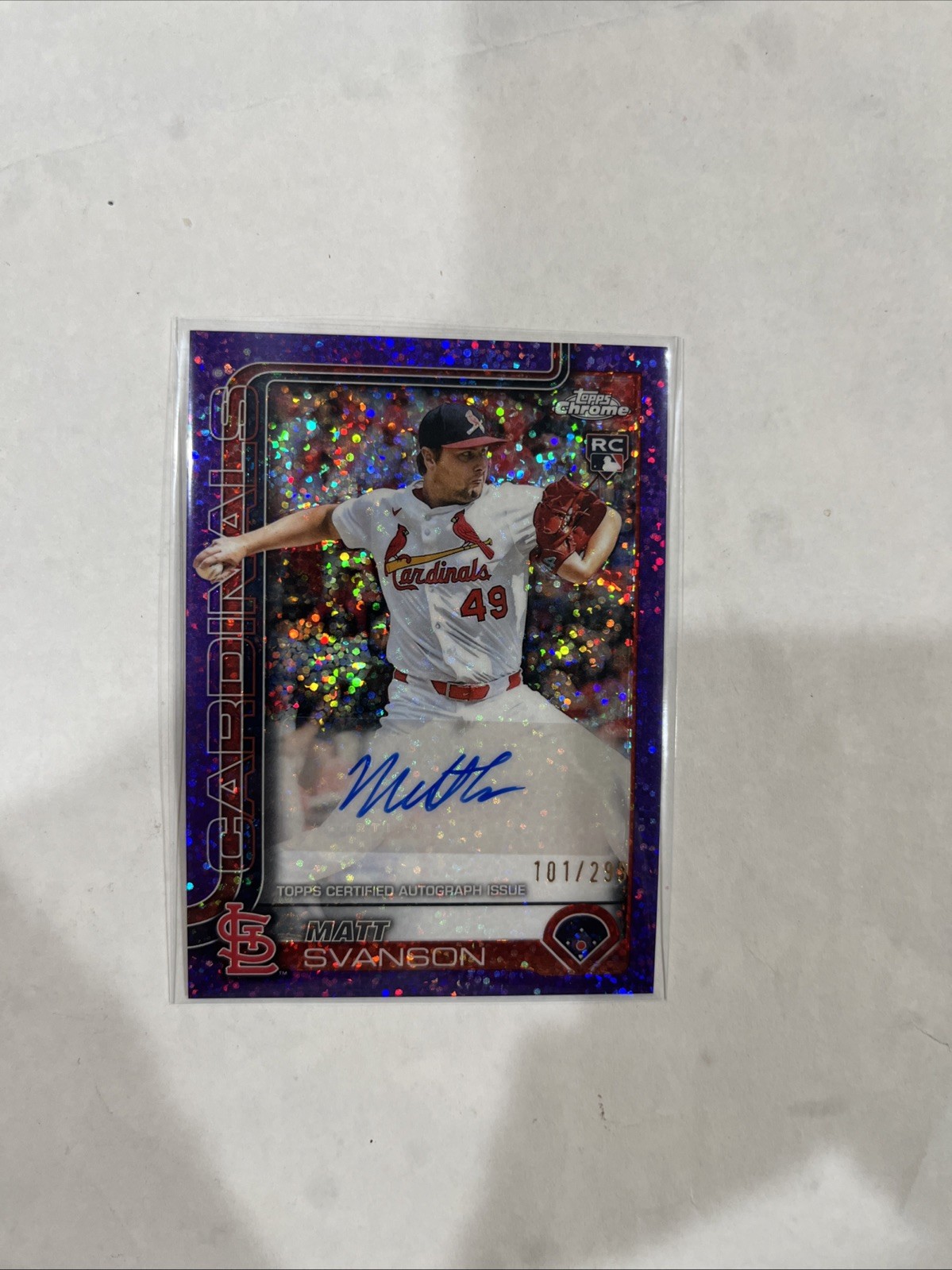 2025 Topps ChromeAuto Matt Svanson #AC-MS Purple Speckle Refractor /299 (AU, RC)