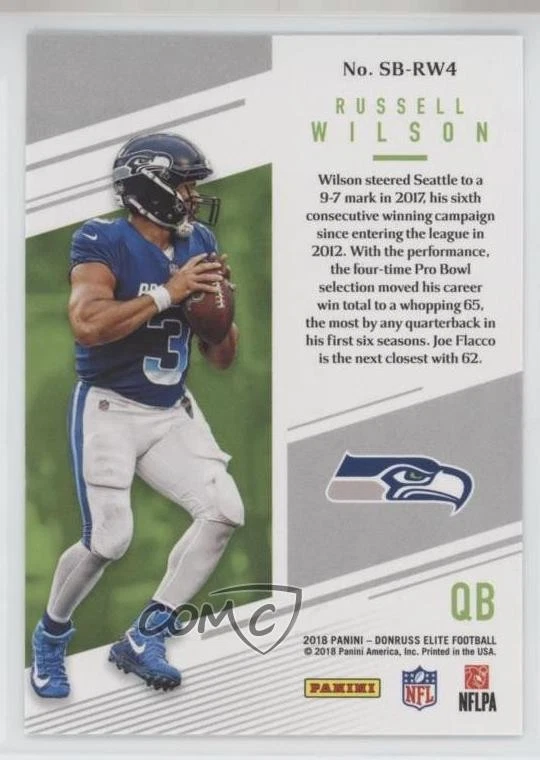 2018 Donruss Elite Spellbound Green Russell Wilson #SB-RW4 - Image 2 of 2