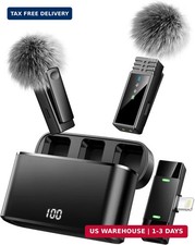 Wireless Lavalier Microphone for iPhone 15/16/17/Android, Lapel Mic with All-in-