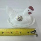 Vintage Westmoreland Hen On Nest Dish White Milk Glass Small Mini 3.5” W/ Label