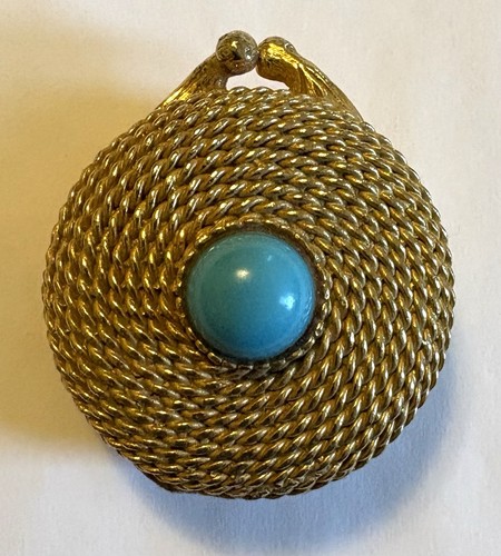 Vintage ESTEE LAUDER Compact Solid Perfume Faux Turquoise Gold Tone youth dew 