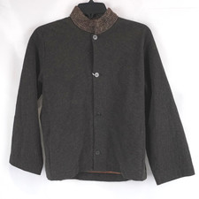 Y's Yohji Yamamoto Button-Up Cardigan With Knit Collar In Brown - Women's Size 3