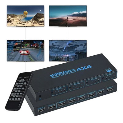 Groza HDMI Matrix Switch 4x4, 4K HDMI Matrix 4 in 4 Out with IR Remote Control
