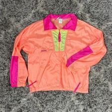 Vintage Columbia Neon Orange Pink Colorblock Windbreaker 90s Jacket Women L