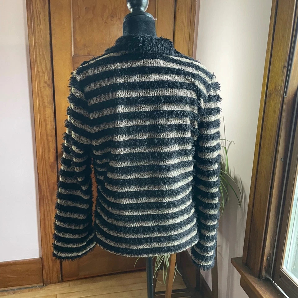 Cárdigan a Rayas Difusas De Colección Para Mujer M-L Acogedora Chaqueta Tejida Suave Gótica Foto 3 de 4