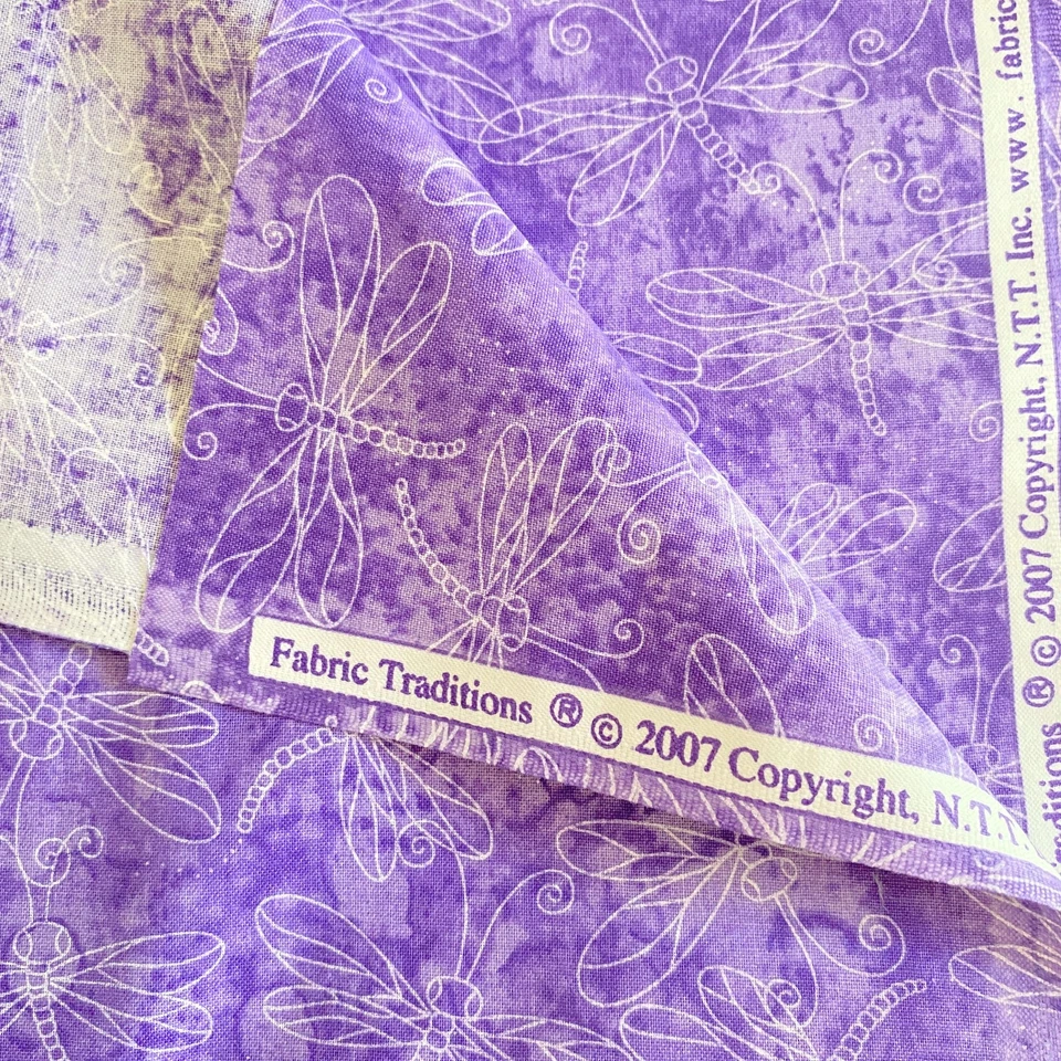 1.1 YD Purple Dragonfly Fabric Traditions Quilting Cotton - Image 3 of 4