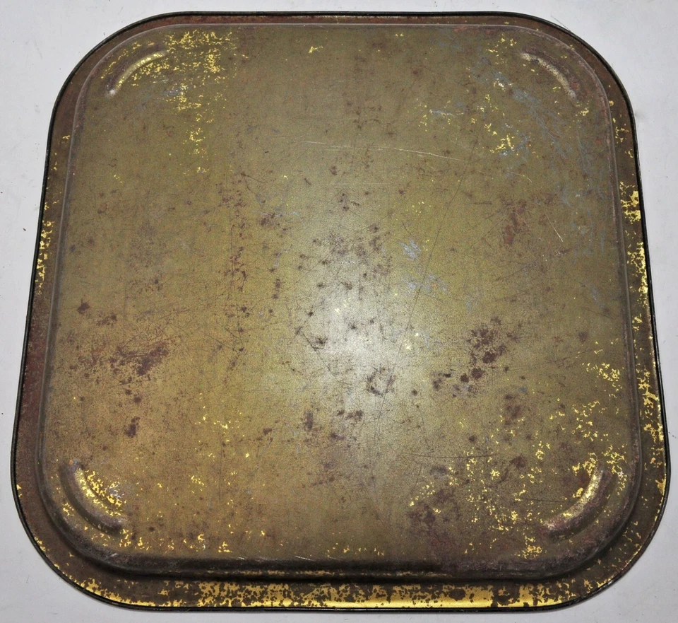 Bandeja de barra de hojalata impresa con letrero de anuncio vintage whisky blanco y negro original buen tema Foto 3 de 3