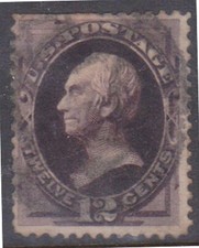 (F205-40) 1873 United States of America 12c purple Henry Clay stamp (AO)