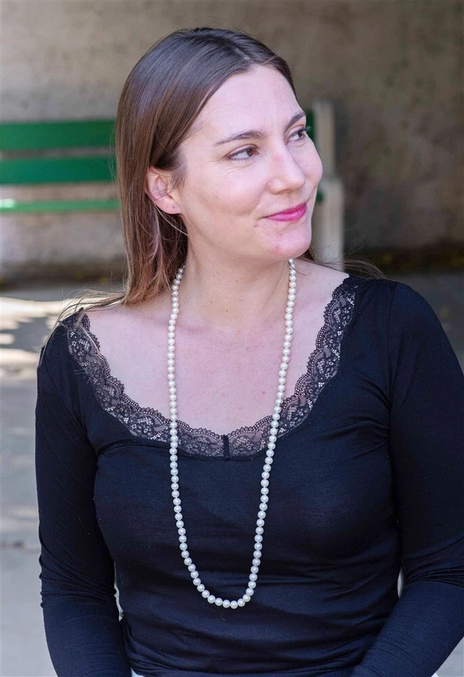 Collar largo 36 pulgadas genuino redondo 9-10 mm perlas blancas cultivadas agua dulce Foto 2 de 4