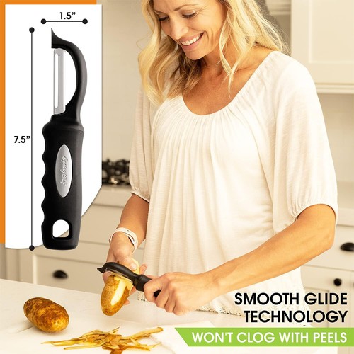Spring Chef Premium pelaverdure girevole, nero - Foto 5 di 9