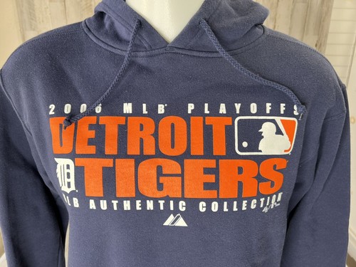 Detroit Tigers Hoodie Mens Large Blue Majestic Hoodie 2006 - Picture 2 of 14