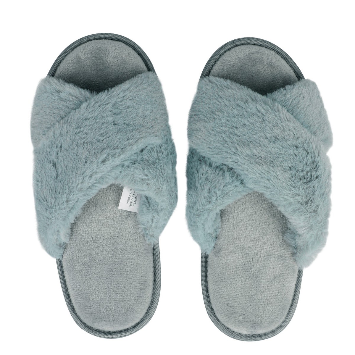 Womens Cross Band Memory Foam Fluffy Furry House Slippers Open Toe