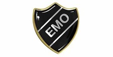 Emo Gel Domed School Shield Badge (Silver Text)