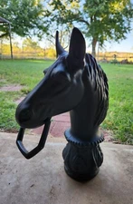 Vintage Goebel Cast Aluminum Horse Head Hitching Post Topper Hand Crafted In USA