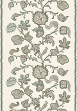 Palampore Hand Block Print Teal Fabric 173612 by Schumacher 6 & 2/3  yards