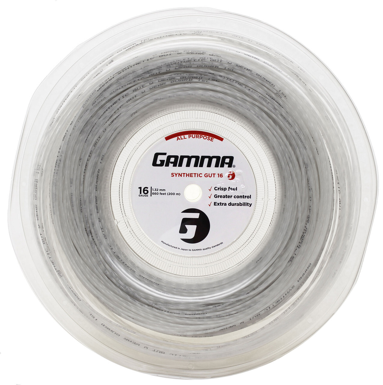 Gamma Synthetic Gut WearGuard 16 1.32mm Tennis Strings 200M Reel