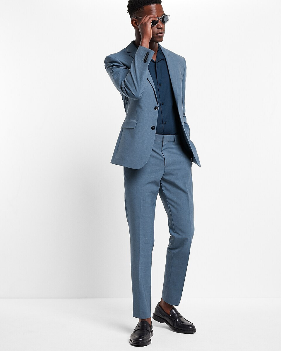 【Gray_Suit_21】arena x-PYTHON スカイブルー NEW EXPRESS $298 DUSTY BLUE EXTRA SLIM WOOL BLEND MODERN TECH SUIT