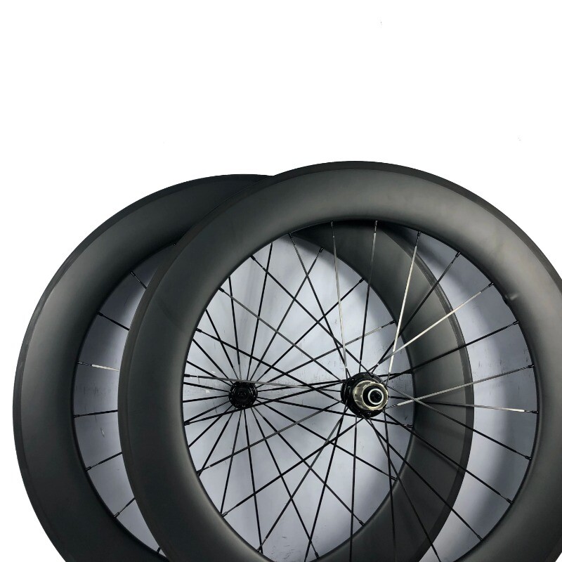 Carbono Fiber Triathlon Road Bike Wheelset 700c 25x80mm Ceramic Bearings Hubs