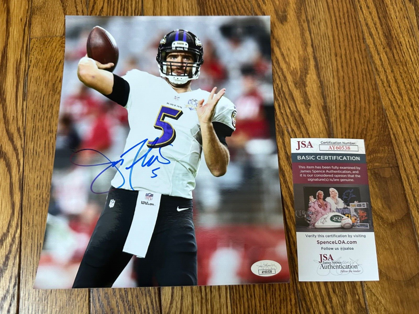 Joe Flacco Autographed Signed Baltimore Ravens 8x10 Glossy Photo- JSA- NFL COA 