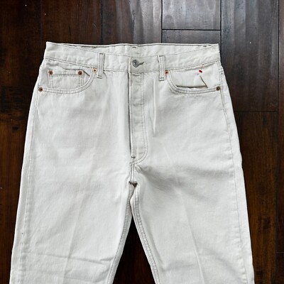 VTG 90s Levis 501 Button Fly 36x32 USA Tag Jeans Straight White XX