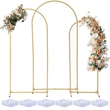 3pcs Wedding Arch Backdrop Stand 7.2FT 6.6FT 6FT Golden Metal Wedding Arch Stand
