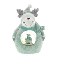 Schneekugel Figur Dekofigur Elch Rentier 13,5Cm TüRkis Weihnachtsdeko Tischdeko