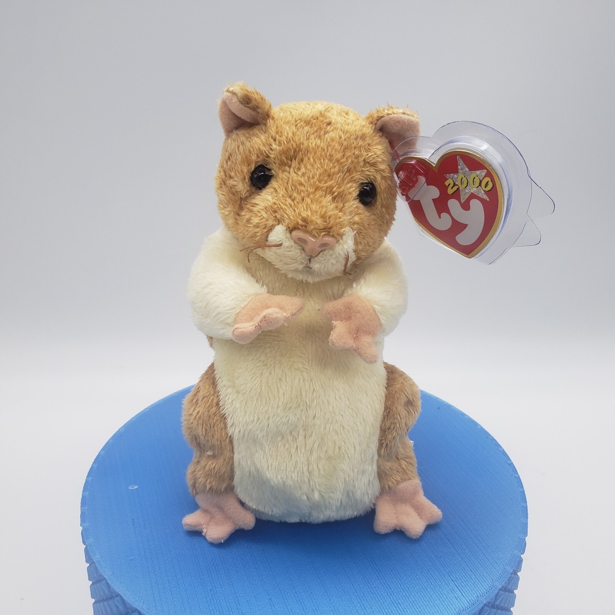 Ty Beanie Baby Pellet ~ July 29, 2000 ~ White Brown Hamster Plush