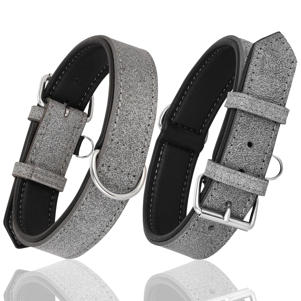 Riparo Genuine Leather Padded Dog Heavy Duty K-9 Adjustable Collar - Image 4 of 4