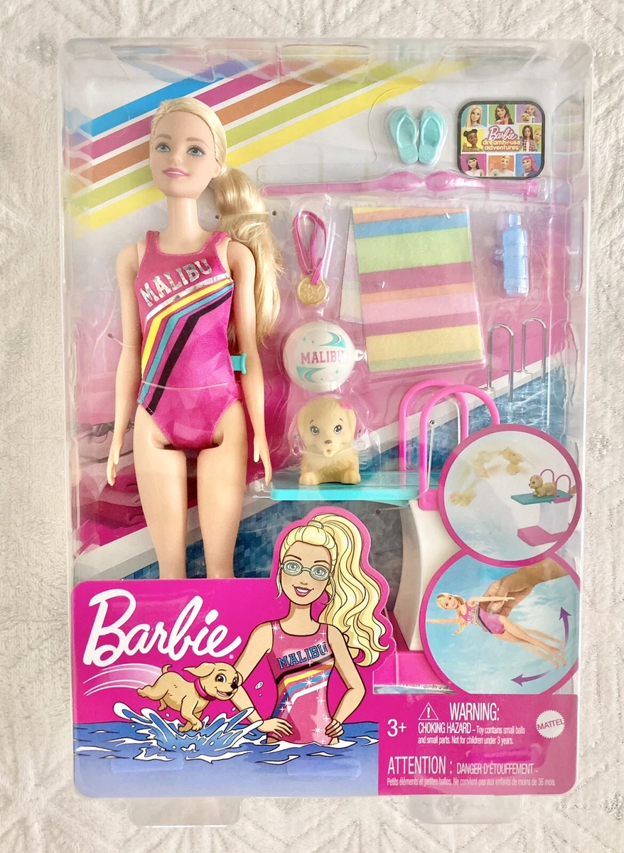 NEUF poup e et jeu de plong e Mattel Barbie Dreamhouse Adventures Malibu Swim