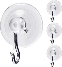 4 Pack Suction Cup Hooks 7 Lbs Multi-purpose Shower And Wreath Hangers
