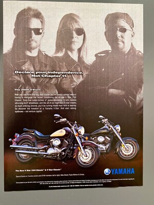 Yamaha V Star 1100 Classic Motorrad Original 2000 Vintage Advert Werbung Reklame
