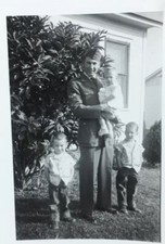 Lot Of 3 Vintage Photograph Picture Soldier Army With Grandma And Children