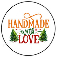 HANDMADE WITH LOVE CHRISTMAS TREES ENVELOPE SEALS LABELS STICKERS PARTY FAVORS