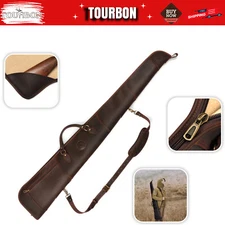 TOURBON Retro Leather Shotgun Case Soft Padded Carry Sling Bag Ammo Storage Slip