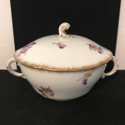 VINTAGE CH FIELD HAVILAND GDM LIMOGES SMALL PORCELAIN  SERVING BOWL WITH LID