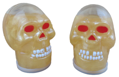 2 Halloween Skull Slime Goofy Gooey Slimy Skulls Toy Gold Red Eyes