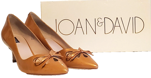 Joan David Womens Kitten Heels Size 9.5 M Gold Mustard Patent Leather NEW in Box