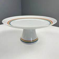 Vintage 80s The Tuscany Collection Cake Stand White Multi-color made Japan