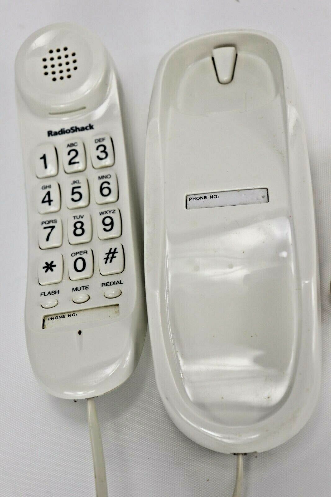 Big Button Trim Phone Radio Shack 43-3222 White Telephone Desk or Wall ...