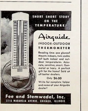 1941 Airguide Indoor-Outdoor Thermometer 1940s Print Ad Fee & Stemwedel Chicago