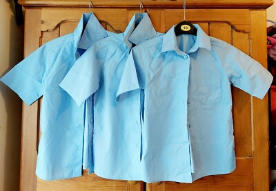3 Stück TU Mädchen hellblau Schule Kurzarm Shirts ~ 9 Jahre 