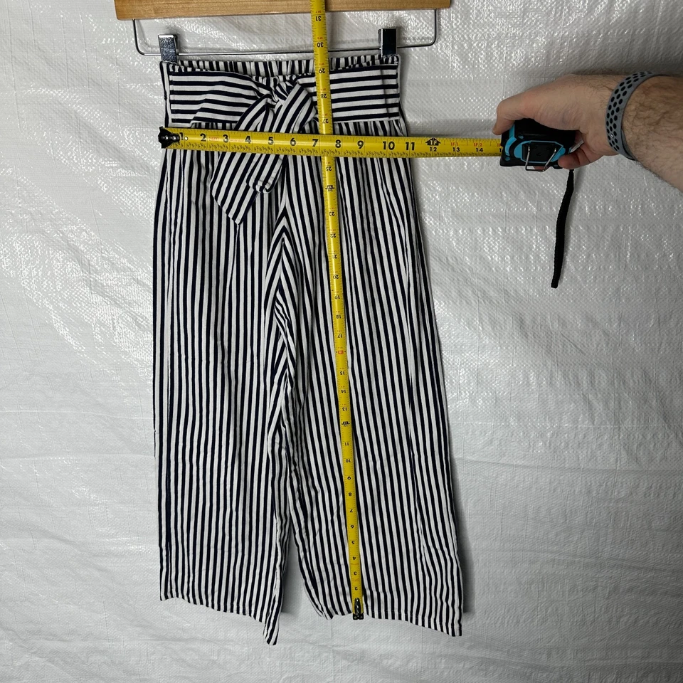 Janie And Jack Pants Girls Sz 12 Blue White Striped Wide Leg Knotted Front - Image 4 of 4