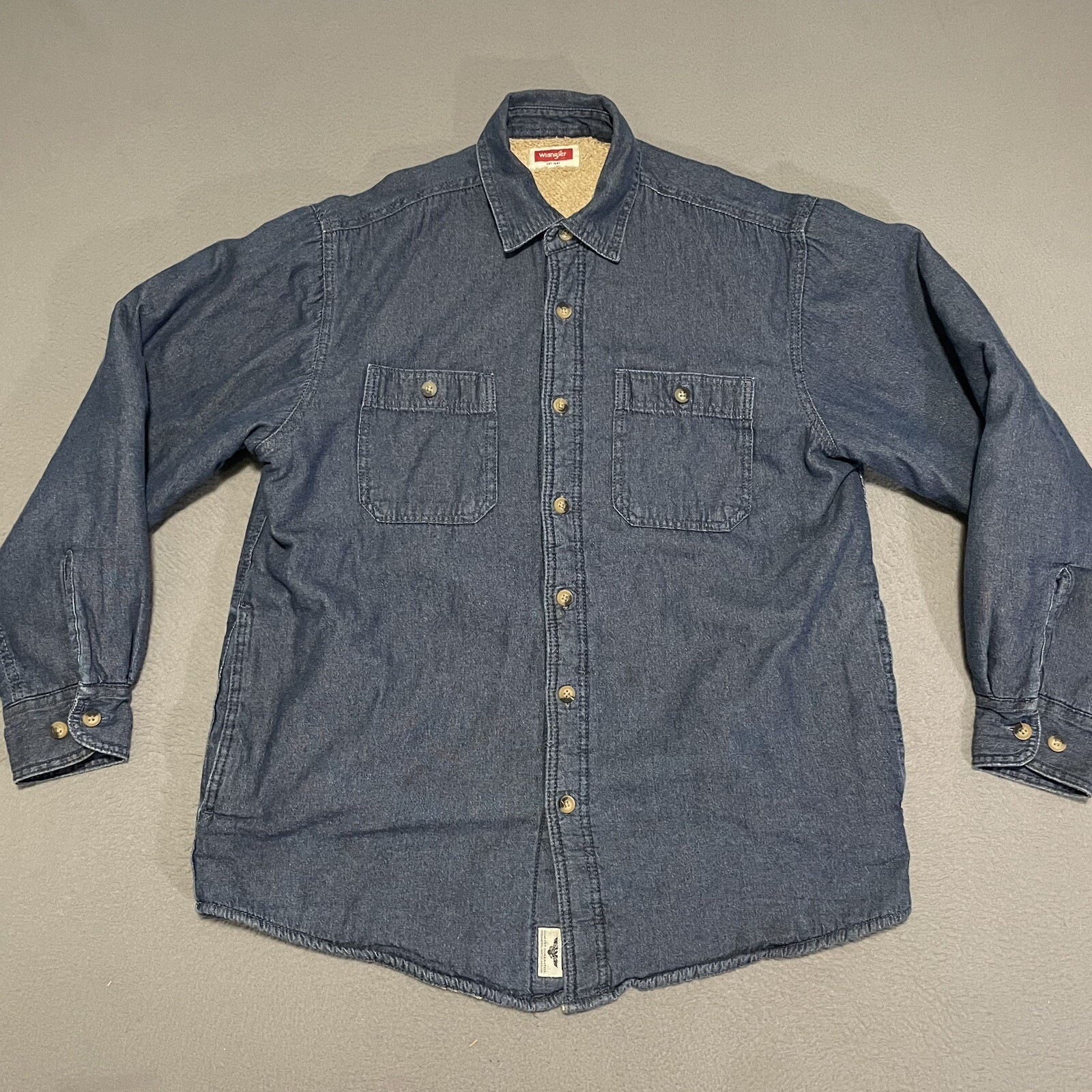 Wrangler Sherpa Lined Men's Insulated Blue Denim Flan… Gem