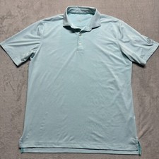 Johnnie O Polo Shirt Mens XL Blue Striped Short Sleeve Golf Tree Logo On Sleeve