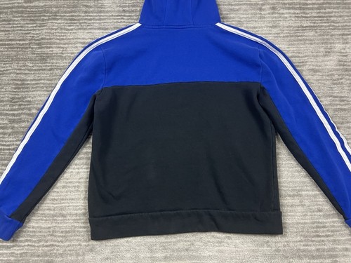 Adidas Boys Hoodie Sweater Size L (14-16) Youth Pullover Blue/Black Cotton Blend - Picture 9 of 12